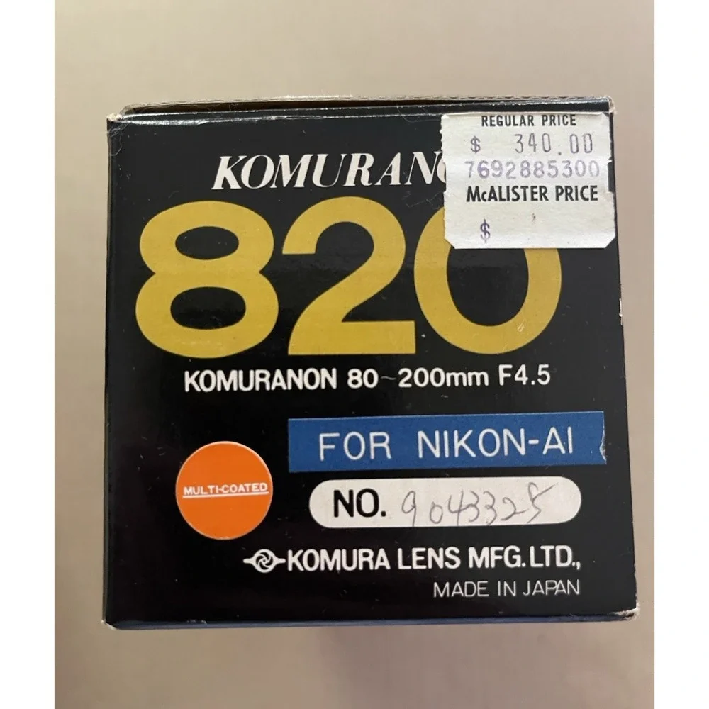 Vintage Komuranon 820 Zoom Lens‎ – 80–200mm f/4.5-Nikon AI Mount-Made in Japan